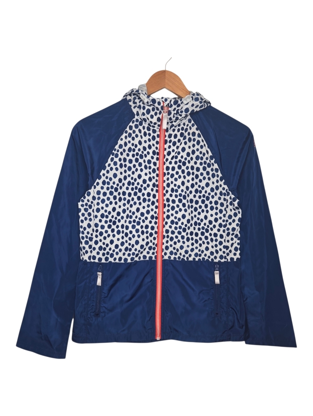 Garb Youth Girls Blue Polka Dot Colorblock Waterproof Jilly Golf Rain Jacket XL